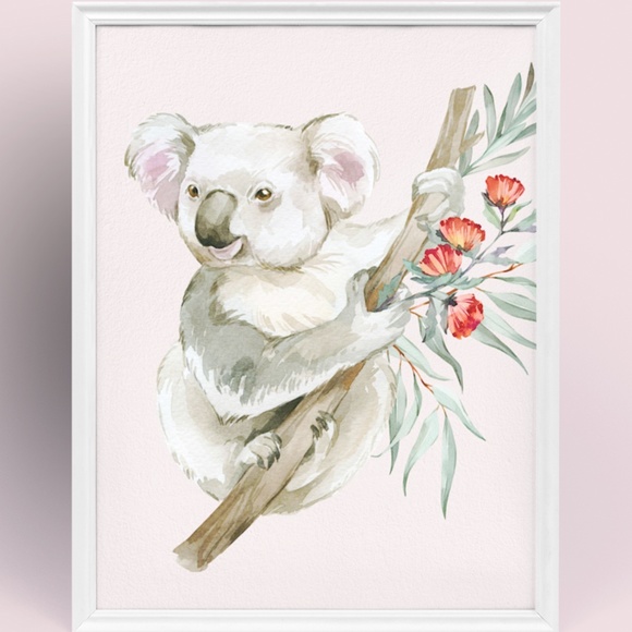Watercolor Floral Koala Illustration Wall Art Print Poster Unframed - Picture 10 of 10